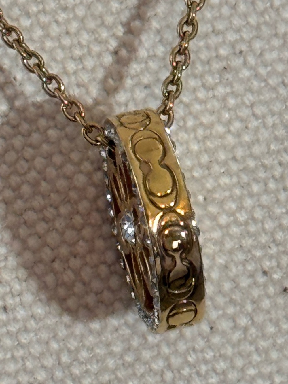 Coach Gold-tone Floral Crystal Pendant Necklace - Women's Jewelry - Picture 2 of 7